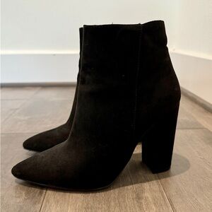 JustFab Black Velvet Heeled Booties